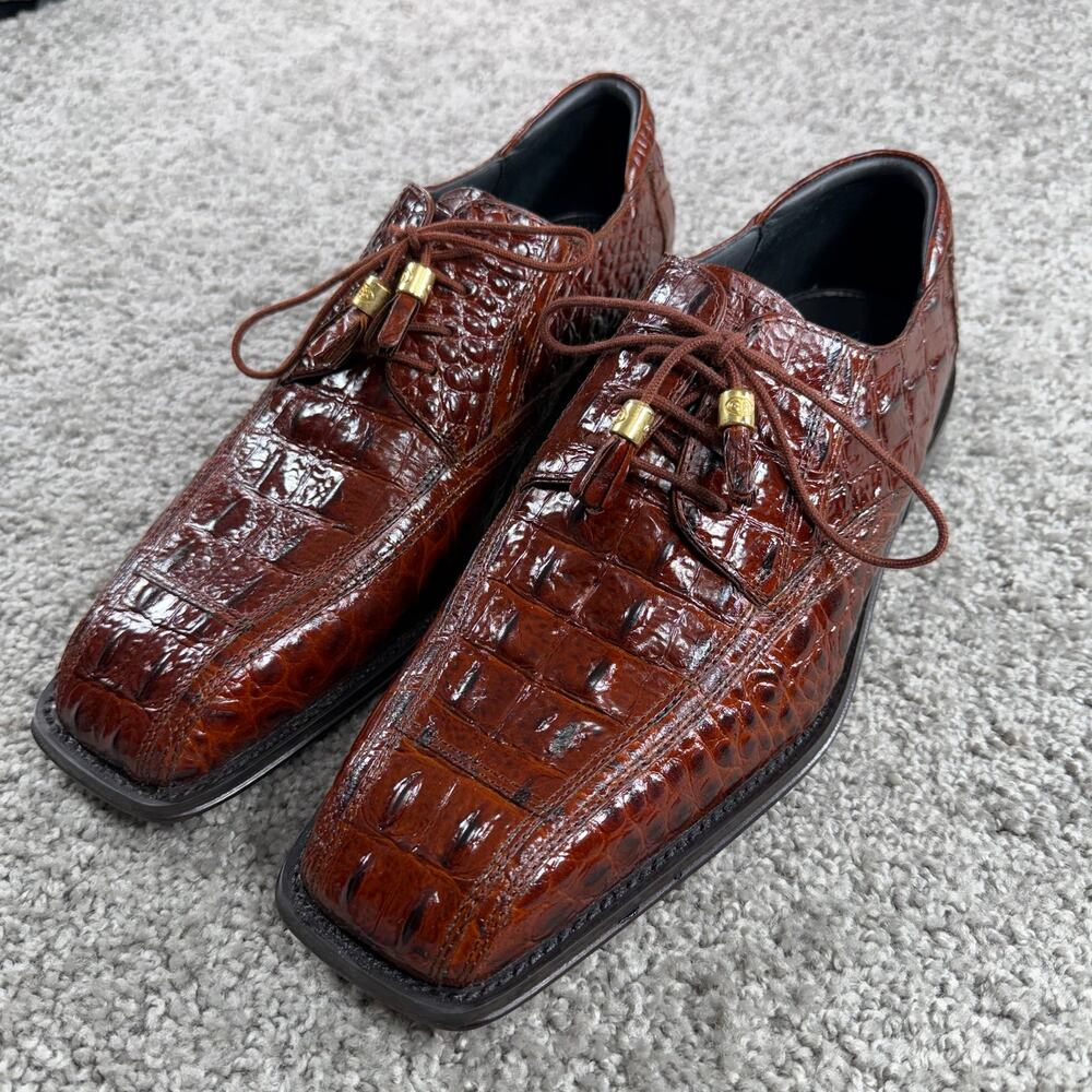 VTG GIORGIO BRUTINI-PRIVATE COLLECTION Mens 10.5-Alligator Embossed Dress Oxford